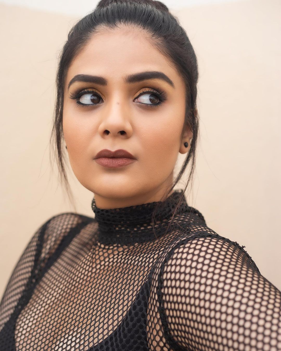 Telugu TV Actress Sreemukhi Stills in Yellow Lehenga Black Choli